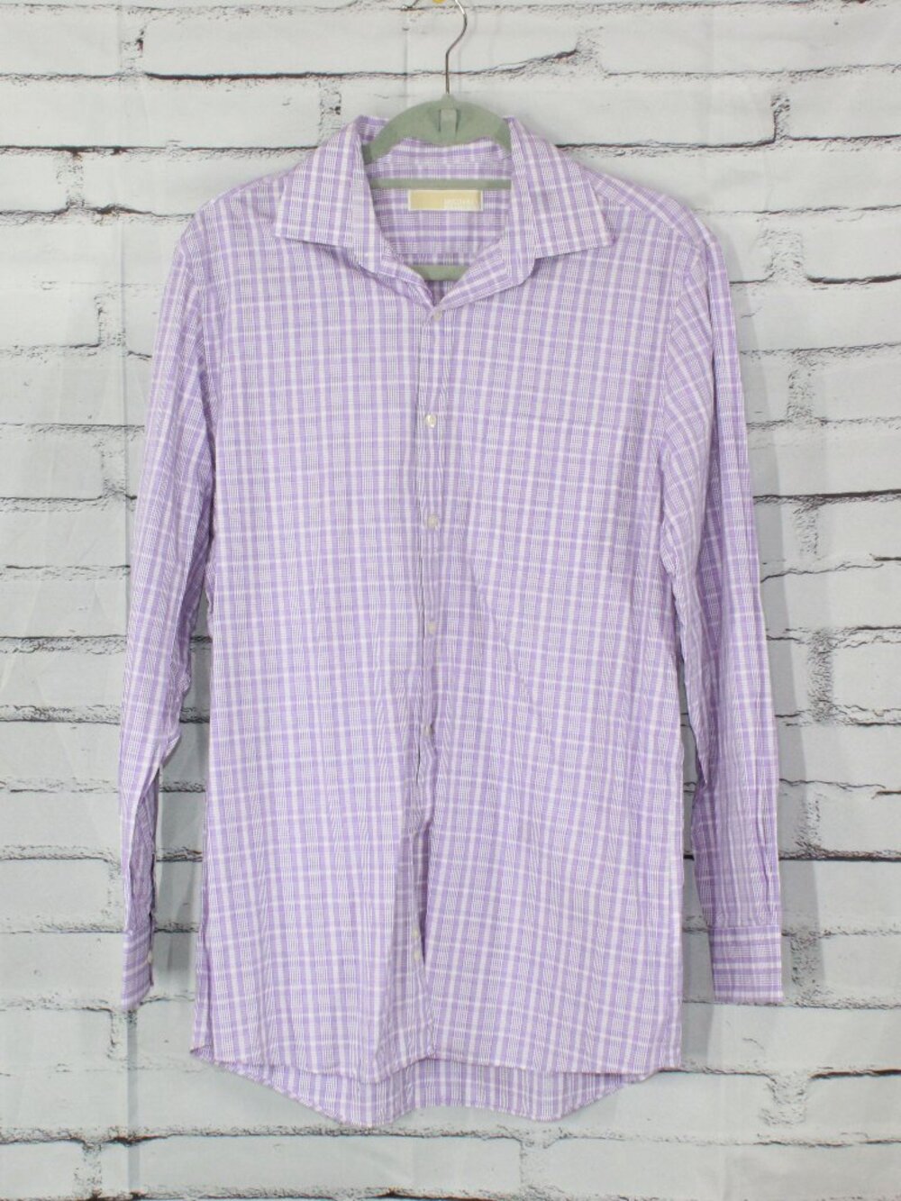 Michael Kors Purple Plaid Button Up Shirt Long Sleeve Dress Cotton 15.5 32/3